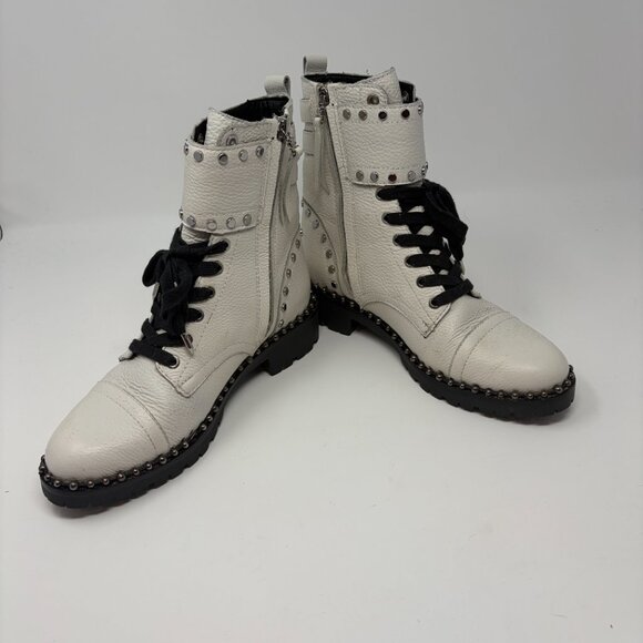 EXCELLENT CONDITION Sam Edelman Jennifer Studded Combat Boots Bright White Sz: 6 - Picture 5 of 13
